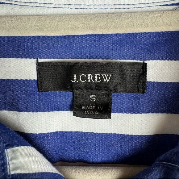 J. Crew Button Down Shirt Dress Size Small Vertical Striped Blue White Loose Fit - Picture 10 of 12